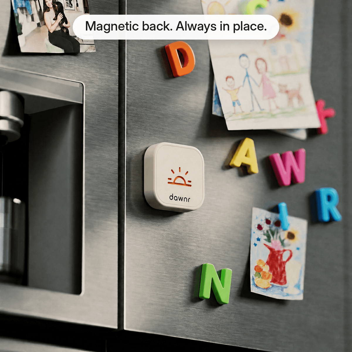 magnetic back, always in place